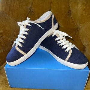 Jack Rogers Women's Lia Rope Tie Lace Sneaker Textile Midnight Blue 7.5 NIB